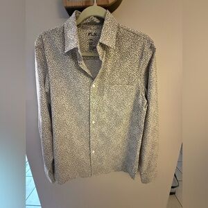 FLX Men's Floral Tan and Black Dress Shirt Size Small